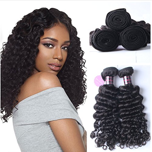 Queenhaircode Deep Wave Eurasian Virgin Remy Human Hair Bundles Deep Curly Eurasian Hair Weave Natural Color 12 14 16inch
