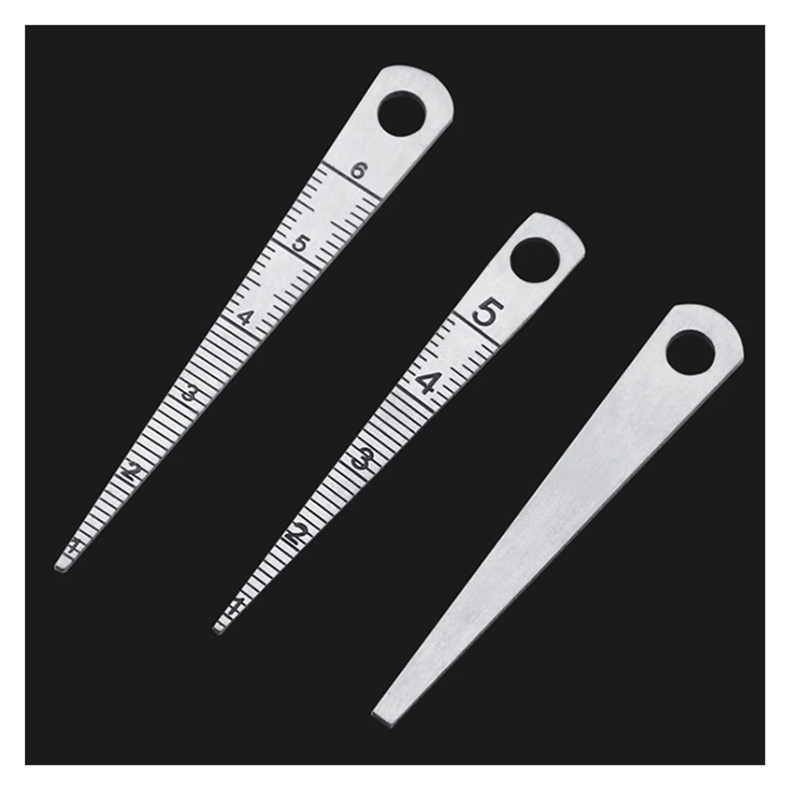 EDEDE Lame Spessimetro, 6 Pezzi/Set Calibro Conico in Acciaio Inossidabile 0mm-7mm di Apertura Calibro a Cuneo di Apertura Ispezione Fori Righello di misurazione(Model 9)