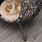 PawHut Katzenhaus aus Rattan mit Kissen Katzenschlafplatz Katzenhöhle mit erhöhten Füßen Silbergrau Ø52 x 58 cm