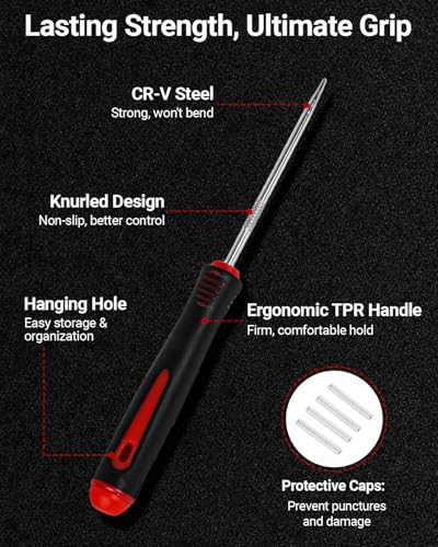 4-Piece Hook and Pick Set, Precision Automotive Pick Tool &amp; O Ring Pick Set with Comfort Grip &amp; Anti-Slip Shaft for Oil Seal, Gasket Removal, and Electronic Repair