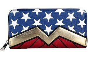 Wonder Woman: Superhero Zip-Around Classic Logo with Stars Clutch Wallet