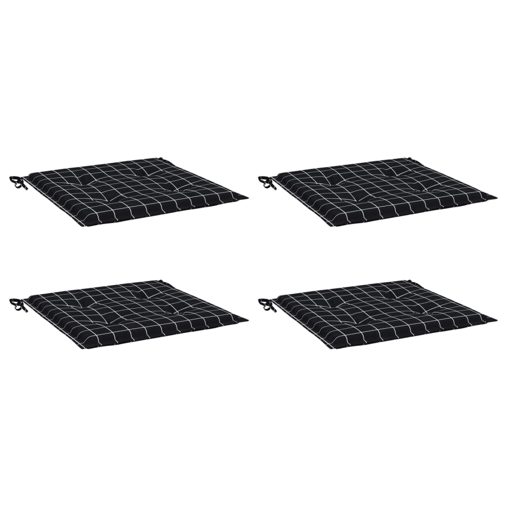 Galettes de siège antidérapantes et coussins de chaise de jardin noirs à carreaux, lot de 4