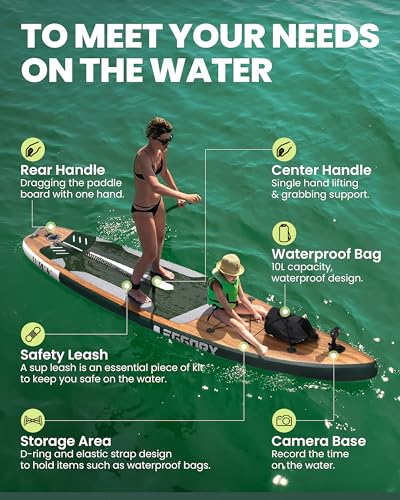 Image of Inflatable Paddle Board,Stand Up Paddle Board Set, Extra Wide SUP Board with Removable Fin, Floating Paddle, Hand Pump, Waterproof Phone Pouch,Traveling Board