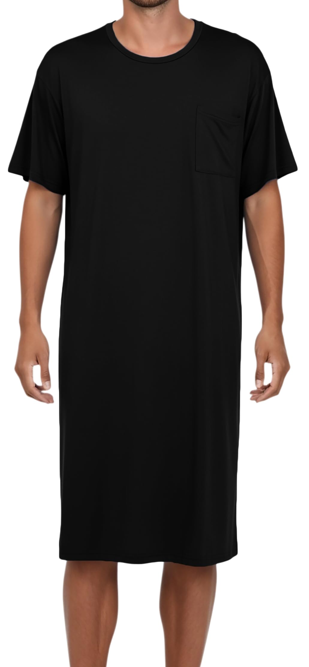 FEOYA Nachthemd Herren Kurzarm Schlafshirt Männer Einteiliger Schlafanzug Langes Pyjama Tops Nachtwäsche Sleepshirt M-XXL (Asie L-3XL)