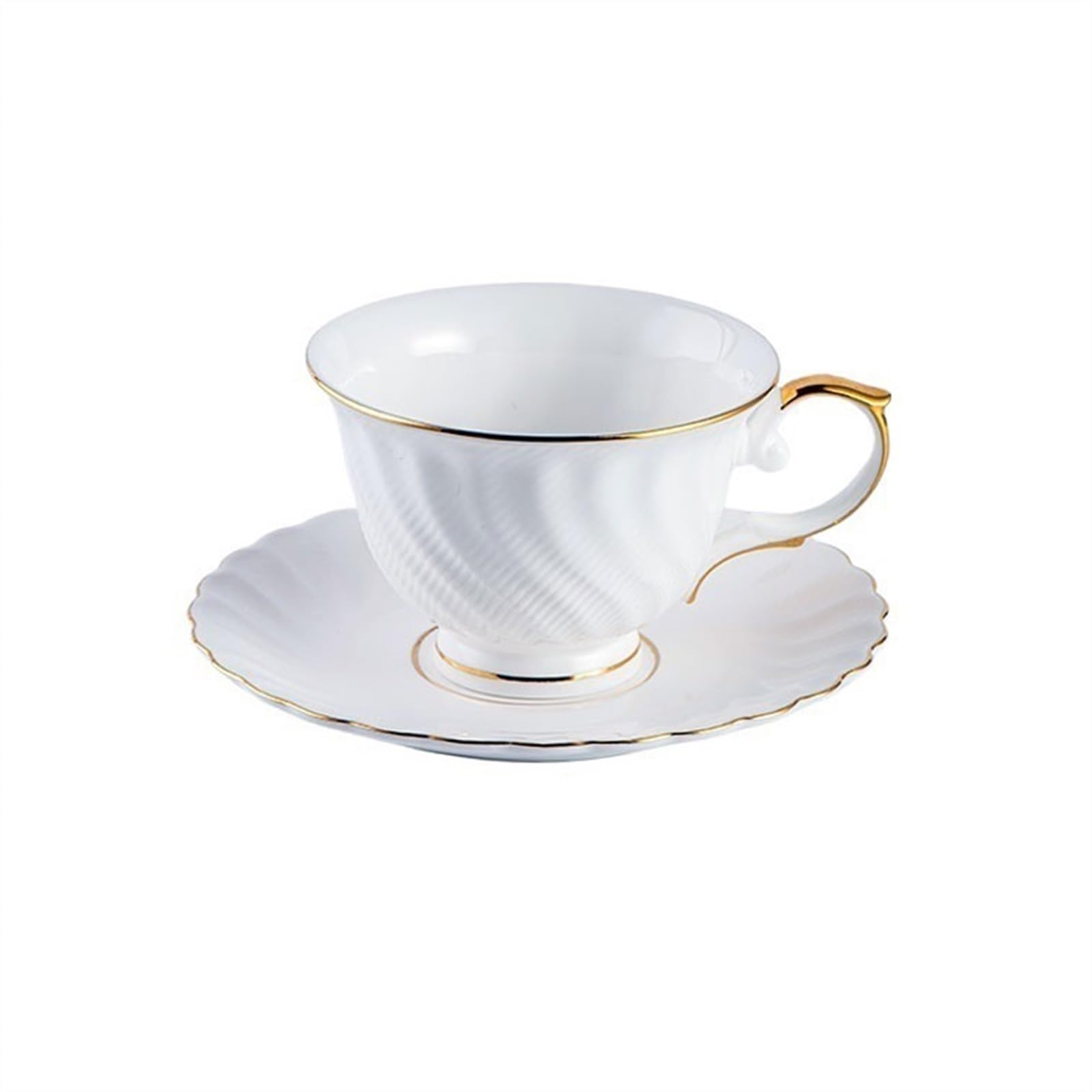 Tazas de café Tazas y platillos de café con leche, bonitos franceses de cerámica, exquisito juego de té de la tarde for el hogar Uso doméstico(Blanco)