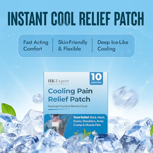 Image of Pain Relief Patch (20 Pcs) | Cooling Hydrogel Patches for Back, Neck, Knee, Shoulder & Muscle Pain,Patch Pain Reliever | Skin-Friendly Flexible Fabric | Individually Packed for Travel, Cramps & Body Pain Relief