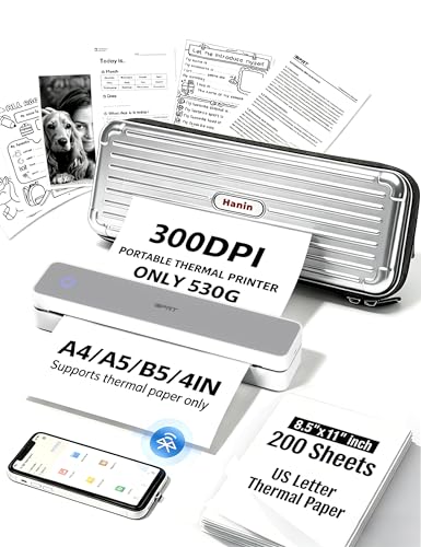Image of iDPRT MT610Pro Portable Thermal Printer with Case &200 Sheets Paper, 300DPI HD Mobile-Travel-Printers, Inkless-Wireless-Small-Printer for Home Use, Office, Vehicles, Bluetooth Printers, White