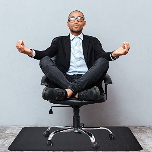 Office Chair Mat For Hardwood And Tile Floor, Black, Anti-Slip, Non-Curve, Under The Desk Mat Best For Rolling Chair And Computer Desk, 47 X 35 Rectangular Non-Toxic Plastic Protector, Not For Carpet #TOP5