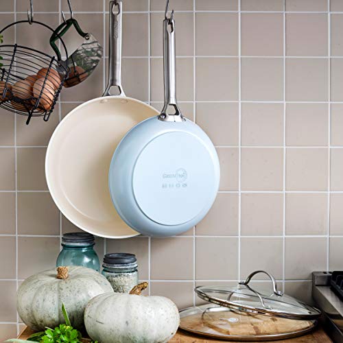 GreenPan Padova conjunto de frigideiras antiaderentes de cerâmica de 20,3 cm e 25,4 cm, azul claro -