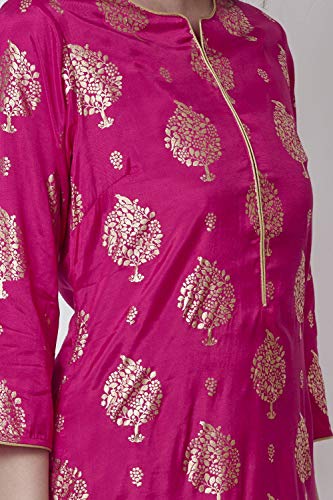 Image of BIBA Women Viscose Straight Fit Straight Printed Kurta