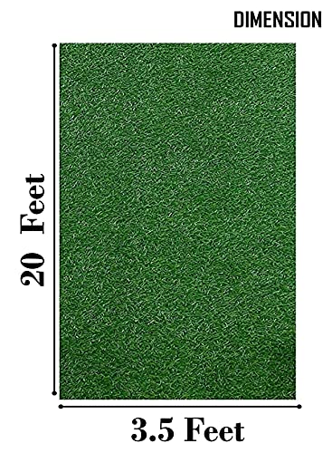 Image of Yellow Weaves Polypropylene 35 Mm High Density Artificial Grass Carpet Mat for Balcony, Lawn, Door(3.5 X 20 Feet), Green
