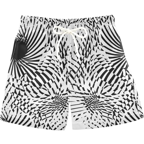 visesunny Summer Boy's Beach Shorts Broken Illusion Lines Quick Dry Swim Trunks Baby Boy Bathing Suit with Pockets