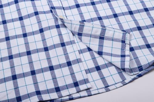Image of SANGTREE Men's Premium Oxford Cotton Short Sleeve Shirts, Classic Stripes, Ideal for Business & Leisure, Blue White,XX-Large