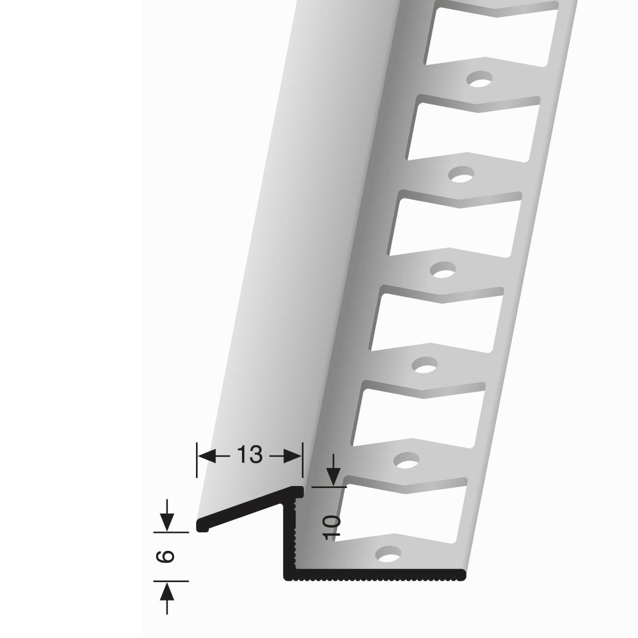 Rampenprofil Anpassungsprofil 10 x 13 x 2500 mm Einfasshöhe 6-10 mm Ausgleichsprofil Aluminium Höhenausgleichsprofil Geschlossen Gestanzt Metallprofil Alu Natur Küberit