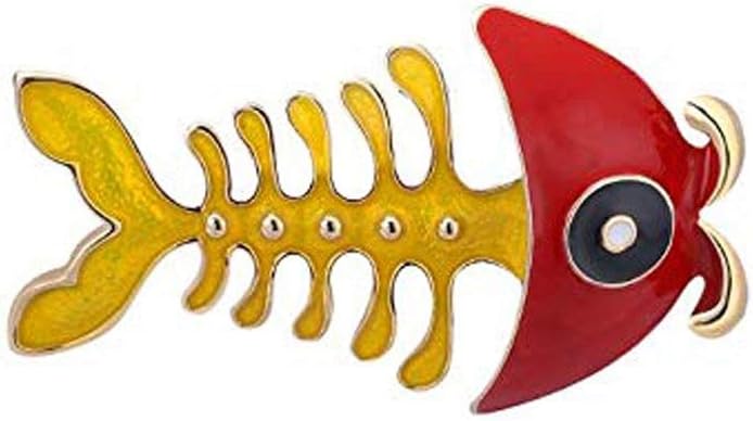 Girl's Cute Fishbone Dripping Oil Brooch, Suitable for Cardigan Coat, Anti-Bare Pin Buckle