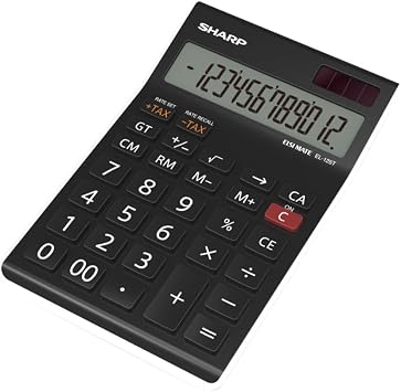 Sharp EL-125TWH Office Desktop Calculator - Black/White