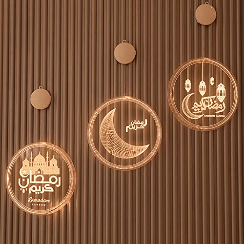 Lámpara colgante LED de disco 3D para decoración navideña y Ramadán 5