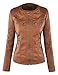 Made By Johnny MBJ WJC663 Womens Removable Hoodie Motorcyle Jacket M Camel