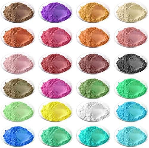 Neon Mica Powder - 24 Resin Color Pigment - Mica Powder for Epoxy Resin - Soap Making Dye - Cosmetic Pigment Colors - Slime Pigment - Pigment Powder for Mother's Day Resin Decorations (0.1oz/Bag)