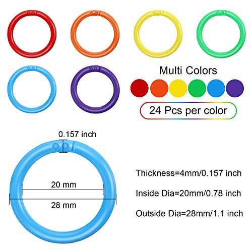 image for Outus 144 Pieces Plastic Loose Leaf Rings Multi-Color Binder Rings Pla