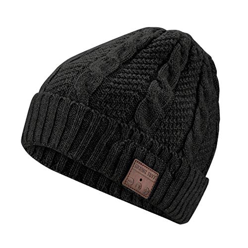 FashionLive Unisex Wireless Music Beanie Hat Women Men Winter Cap with Stereo Headphone Speaker Wireless Knit Skull Beanie Headset for Outdoor Sports Running Gifts