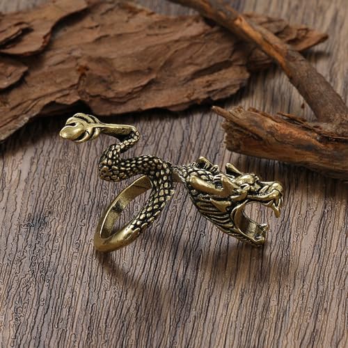 HETICA Vintage Gothic Dragon Ring Adjustable Dragon Rings Finger Stand Wrap Ring Jewelry Gifts for Men Women3