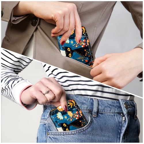 Image of Credit Card Holder, Mini Aluminum Card Wallet RFID Blocking Slim Metal Hard Card Case for Women Men, Cute Cat