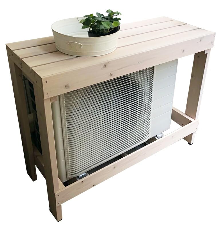 〇棚付き木製室外機カバー　ホワイト　フラワースタンド Amazon.co.jp: WOODPRO エアコン室外機カバー 日除け 日よけ