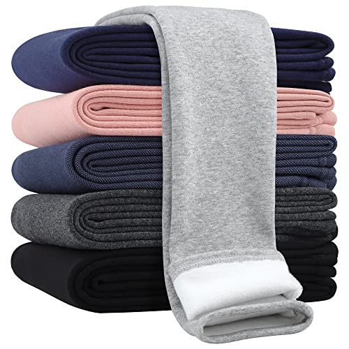 Girls Cotton Fleece Lined Leggings Thick Winter Thermal Tights Soft and Warm Pants for Kids