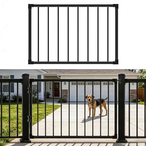 WENQIDAFA 40 Inch High Metal Fence Gate with Adjustable Width