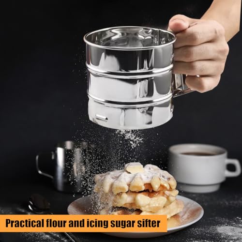 Miniatura 7 de Fsaklaskdy Tamizador De Harina, Tamiz Acero Inoxidable Mano, Tamizador Fino Repostería, Tamiz Harinero, Colador De Harina, Criba Harina Para Cacao, Azúcar Glasé, Filtro Peración Con Una Mano