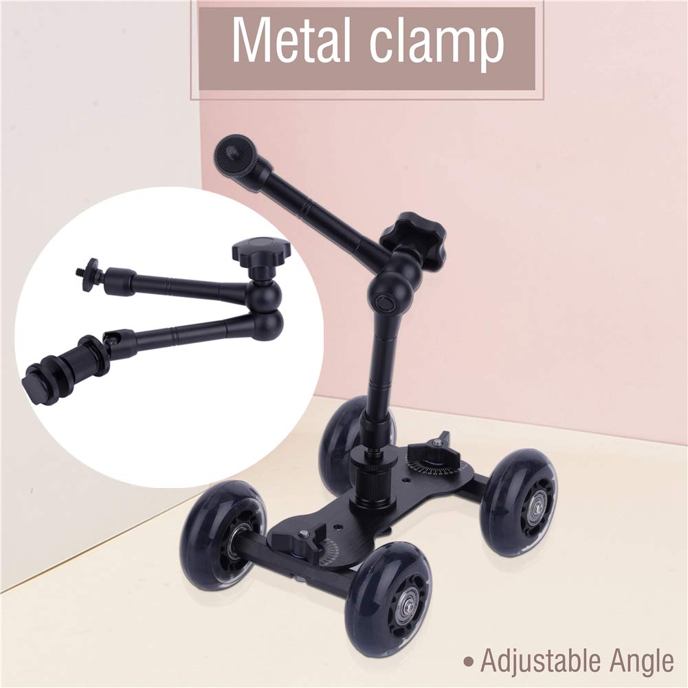 Desktop Dolly Car Mobile Slider Rail Skater 11" Articulation réglable Bras magique de friction utilisé pour appareil photo reflex numérique Photographie prise vidéo Enregistrement vidéo