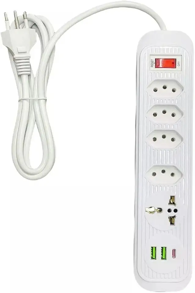 Filtro de Linha Régua Extensão Tomada de Energia Interfaces USB Porta USB Tipo-C Tomada Universal Cabo de Alimentação de 1,9 metros (Branco)