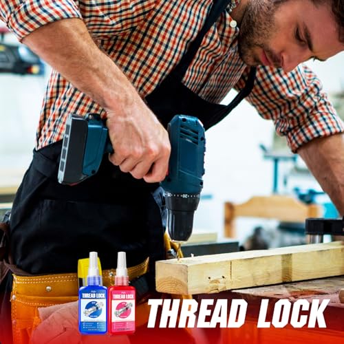 Image of Thread Lock - Medium and High Strength Thread Locker Blue ＆ Red, Threadlocker for Nuts, Bolts, Metal Fasteners - Lock Tight & Prevent Loosening, Seal & Anti-Corrosion, Long-Term Stability (50ml+50ml)