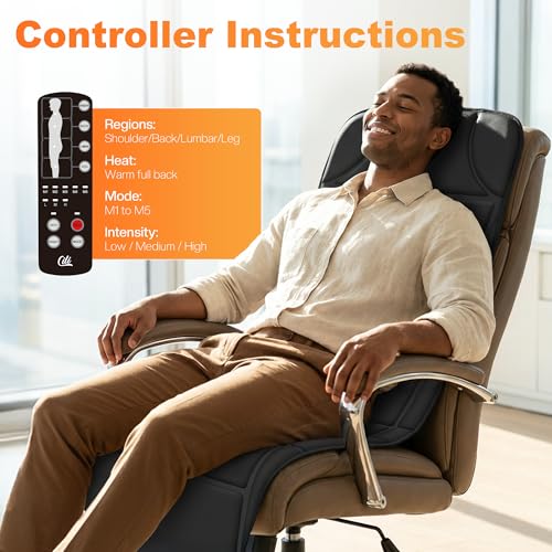 Image of CILI Massage Mat Full Body,Massager Chair Pad,10 Vibration Motors & 5 Massage Modes,Back Massager for Bed,Massage Mattress Pad for Back,Heating Pad with Auto Shut Off, Gifts for Men,Women,Black