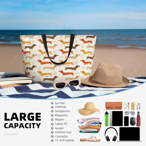 Dachshund Large Beach Bag Waterproof Sandproof Swim Tote Pool Bag For Women With Zipper4