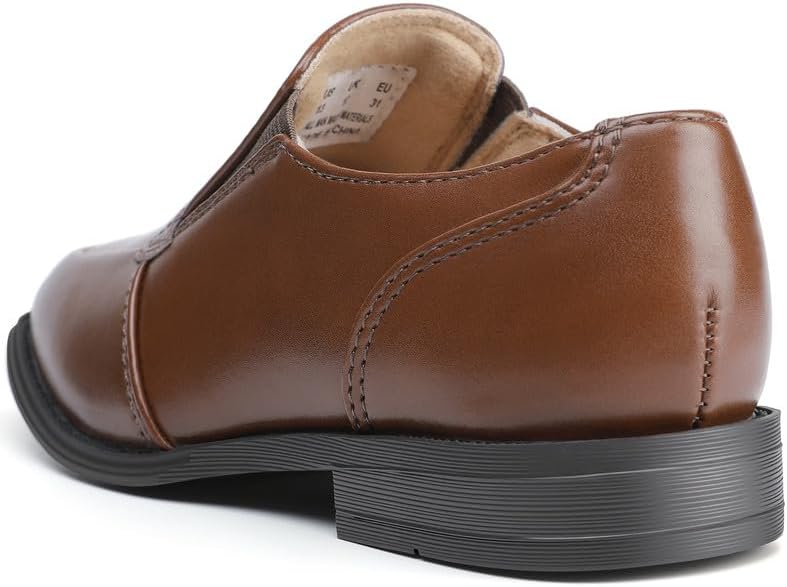 HOMEHOT Boys Dress Shoes Slip On – Kids Faux Leather School Uniform Shoes, Easy On Off Formal Loafers for Wedding & School