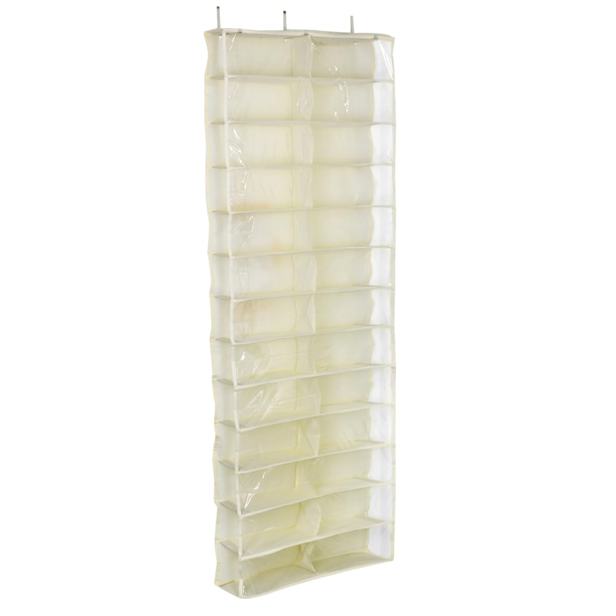 Organizador de Zapatos Capacidad Amplia Beige 26 Bolsillos Grandes Gancho Conveniente y Ahorro de Espacio para Colgar Puerta para Apartamentos y Espacios Reducidos