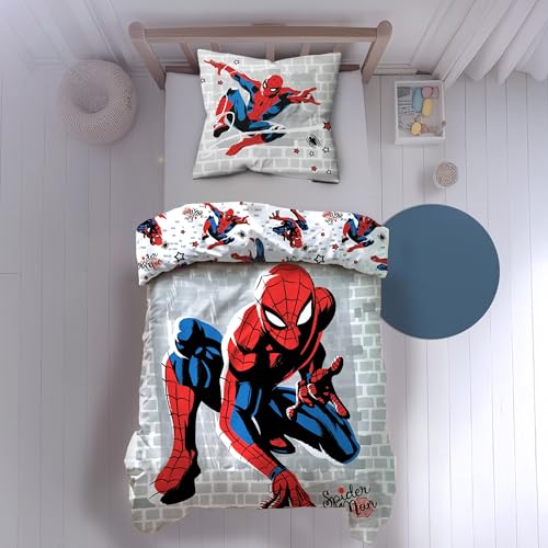 Spiderman Bettwäsche Set (2-teilig) - Decken- und Kissenbezug 135x200 80x80 cm in dichter Fleece Qualität mit Reißverschluss · Kinderbettwäsche...