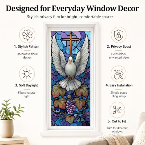Vinilo decorativo para ventana con diseño de paloma 17x39 pulgadas miniatura 6