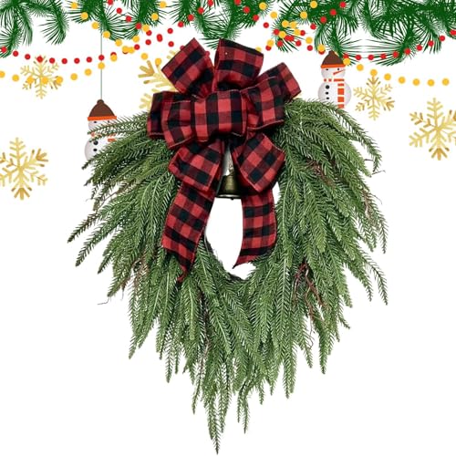 Corona di porta di Natale,Corona di Natale per interni - Decorazioni stagionali Simili aghi di pino con per casa di campagna, portico ingresso esterno inverno Halloween