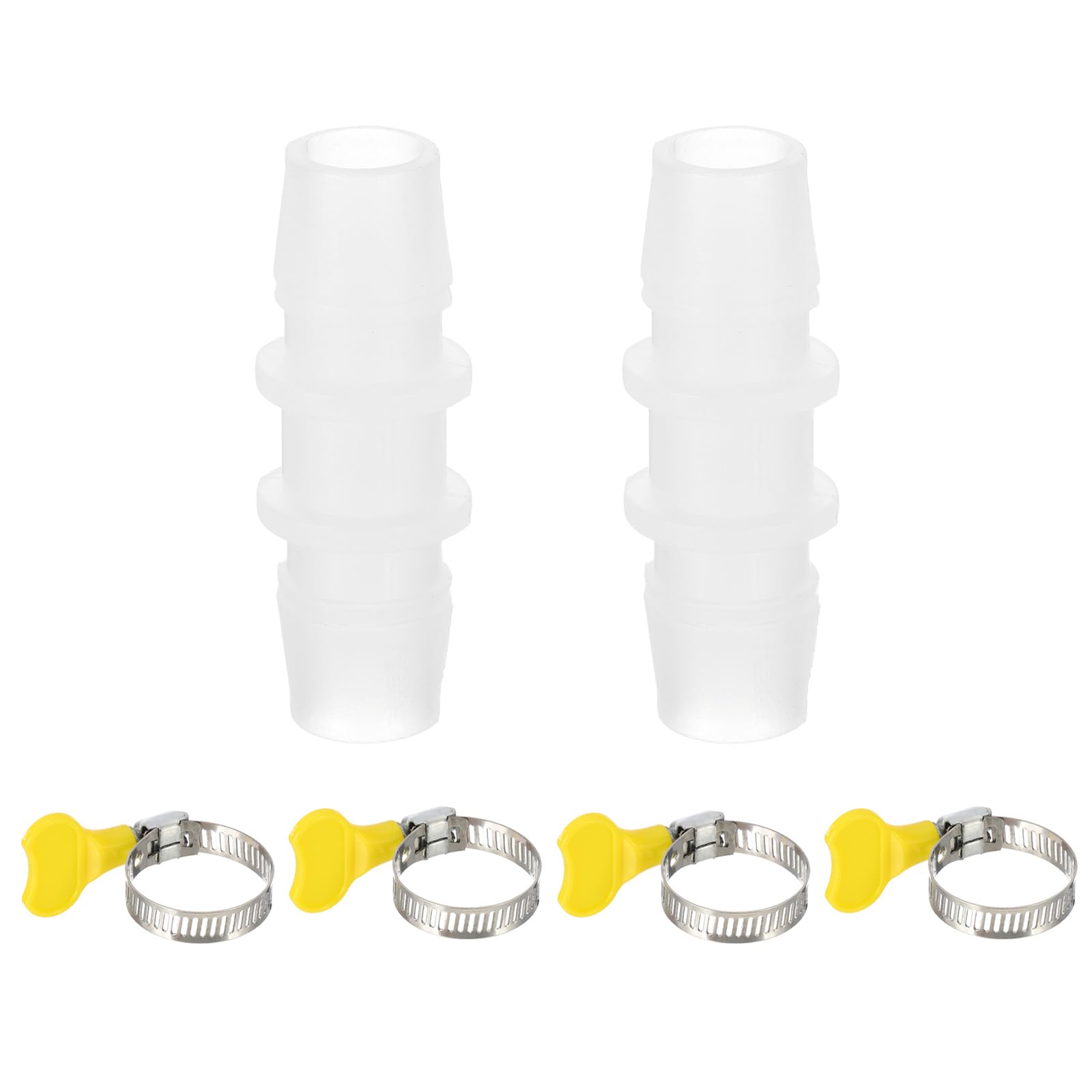 PATIKIL Drain Hose Connector 2Pcs Straight Washing Machine Plastic Drain Hose Extension Adapter with 4Pcs Clamps for 0.51-0.59 Inch Air Conditioner Dishwasher Water Pipe