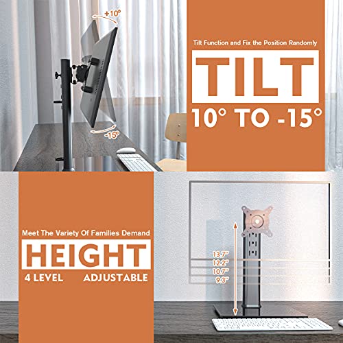 Single Lcd Computer Monitor Free-Standing Desk Stand Mount Riser For 13 Inch To 32 Inch Screen With Swivel, Height Adjustable, Rotation, Vesa Base Stand Holds One (1) Screen Up To 77Lbs(Ht05B-001)) #TOP3