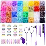 32 Colors Small Hair Rubber Bands with 16 Hair Styling Tools, 2000 Pcs Elastic Girl Baby Hair Ties Mini Hair Bands with Hair Elastic Cutter Hair Accessories Xmas Stuff for Girls Baby Toddlers Kids