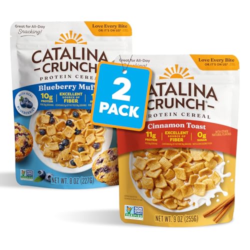 Catalina Crunch Protein Cereal | Sugar Free Breakfast Cereal with up to 11g of Protein | Gluten Free, Keto Friendly | Variety Pack Cinnamon Toast & Blueberry Muffin (Pack of 2) image 5