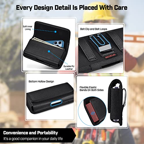 Acckuo Leather Phone Holster For Iphone 11 Pro Max, 12 Pro Max, 13 Pro Max, 14 Pro Max, 14 Plus, Xs Max Cell Phone Belt Clip Holder Pouch Case With Card Slot, Black #TOP5