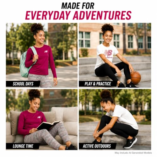 Image of New Balance Girls 4 Piece Short Sleeve, Long Sleeve Shirts & Leggings Set