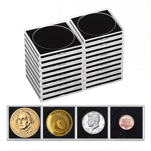 ​MILANQW 記念硬貨 ケース コインカプセル 18mm-38mm対応 20個セット 硬貨ケース 金貨・銀貨収納 透明プラスチック 発泡ガスケット付き コインホルダー 記念硬貨保管用 収納ケース 密閉保護 - MILANQW - 商品画像