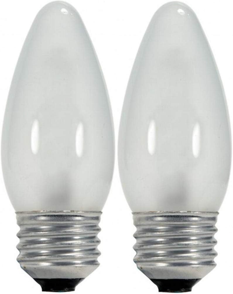 Satco S2444 Medium Base Light Bulb (2-Pack), 43 Watts, 120 Volts, 750 Lumens, B11 Shape, E26 ANSI Base, CRI 100, 2900 CCT (Kelvin), 360 Beam Spread, 1000 Average Rated Hours, Frosted Finish