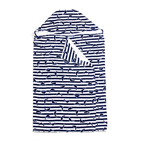 Surfit - Toalla con Capucha (Talla única), diseño de Rayas con Delfines, Color Azul Marino y Blanco